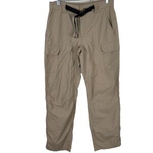 Eddie Bauer Travex Mens Cargo Hiking Pants 33X32 Tan Nylon Pocket Belted Outdoor